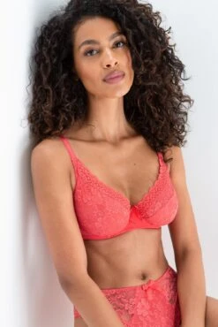 Rebel Underwired Plunge Bra - Coral