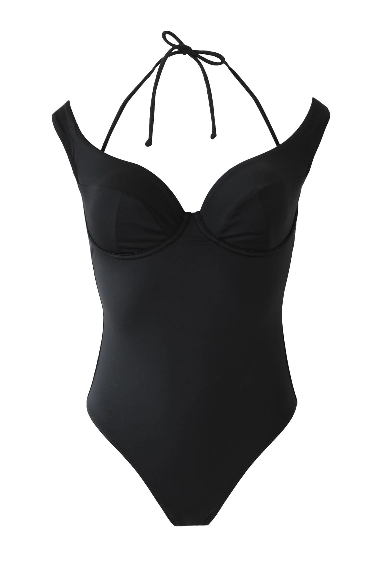 Underwired Off The Shoulder Double Strap Control Swimsuit - Black 7 Underwired Off The Shoulder Double Strap Control Swimsuit - Black - Image 5