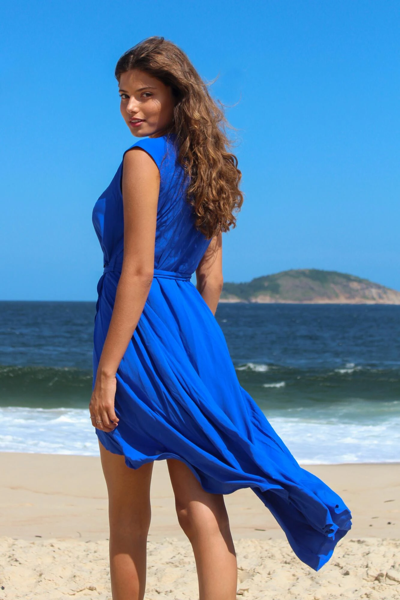 Midaxi Wrap Beach Dress - Ultramarine 4 Midaxi Wrap Beach Dress - Ultramarine - Image 2