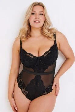 Satin Luxe And Lace Underwired Body - Black -Sultry Curve 285526 20221027101800