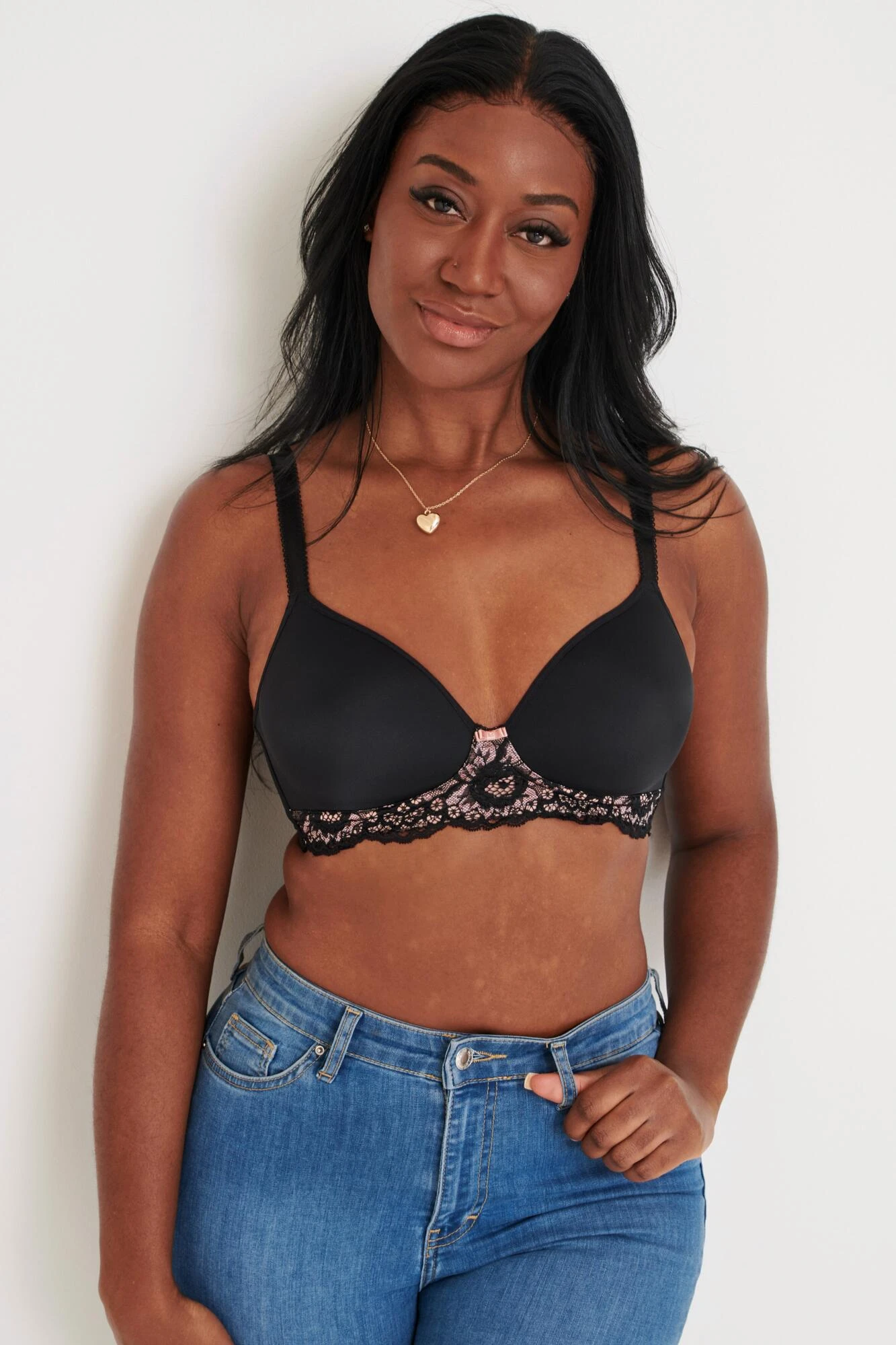 Opulence T Shirt Non Wired Bra - Black/Pink 3 Opulence T Shirt Non Wired Bra - Black/Pink