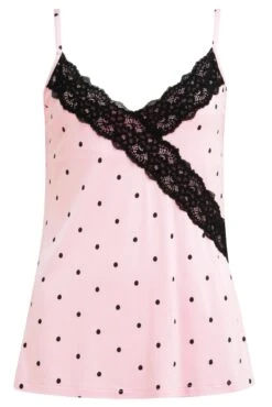 Sofa Loves Lace Hidden Support Soft Jersey Cami - Blush/Black -Sultry Curve 285786 20220517151600