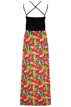 Cross Back Strappy Jersey Woven Mix Maxi Dress - Pink/ Red/ Black 11 Cross Back Strappy Jersey Woven Mix Maxi Dress - Pink/ Red/ Black -Sultry Curve 285938 20220518150700