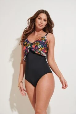 Frill Ditsy Control Swimsuit - Ditsy -Sultry Curve 286379 20220927092900