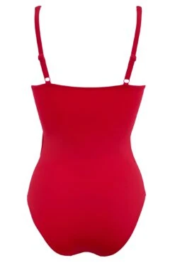 Frill Lace Up Control Swimsuit - Red 13 Frill Lace Up Control Swimsuit - Red -Sultry Curve 286938 20220531145100