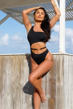 India Chains Recycled One Shoulder Cut Out Swimsuit - Black 7 India Chains Recycled One Shoulder Cut Out Swimsuit - Black -Sultry Curve 287183 20220601131200