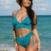 India Recycled High Waist High Leg Brief - Turquoise