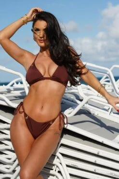 India Recycled Tie Side Bikini Brief - Chocolate