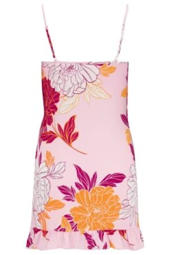 Luxe Woven Frill Detail Hidden Support Chemise - Pink Floral -Sultry Curve 290340 20220714143400