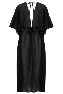 Recycled Luxe Maxi Chiffon Kimono - Black -Sultry Curve 290937 20220720155900