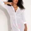 Crinkle Button Through Beach Shirt - White 1 Crinkle Button Through Beach Shirt - White -Sultry Curve 290964 20220720162900