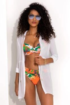 Crinkle Button Through Beach Shirt - White -Sultry Curve 290965 20220720162900