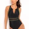Energy Chlorine Resistant High Neck Zip Front Swim - Black 2 Energy Chlorine Resistant High Neck Zip Front Swim - Black -Sultry Curve 292822 20220819161300
