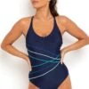 Energy Chlorine Resistant Recycled V Neck Linear Swimsuit - Navy/Aqua 1 Energy Chlorine Resistant Recycled V Neck Linear Swimsuit - Navy/Aqua -Sultry Curve 292841 20220819163300