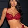 India Eyelash Lace Underwired Bra - Red