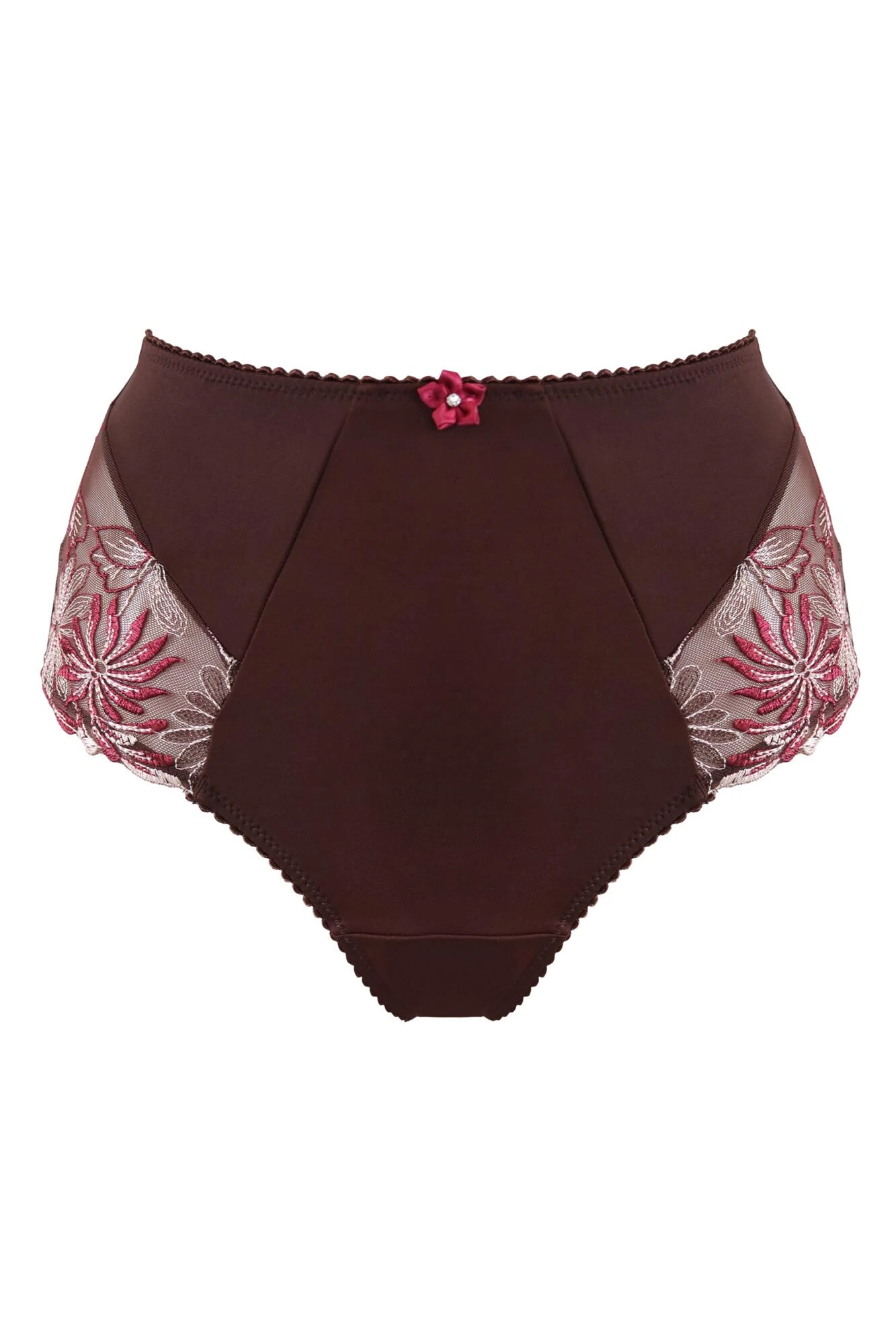 St Tropez High Waist Deep Brief - Chocolate/Red 5 St Tropez High Waist Deep Brief - Chocolate/Red - Image 3