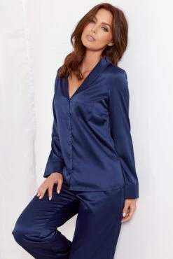 Dusk Satin Pyjama Set - Navy -Sultry Curve 296569 20221115112200