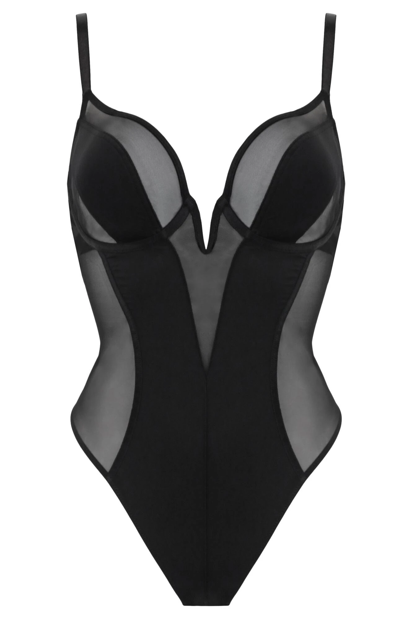 India Sheer And Opaque Underwired Plunge Body - Black 8 India Sheer And Opaque Underwired Plunge Body - Black - Image 6