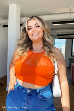 Space High Neck U/W Cami Top - Orange -Sultry Curve 297482 20220930095200