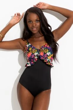 Frill Ditsy Control Swimsuit - Ditsy -Sultry Curve 297525 20220930091400