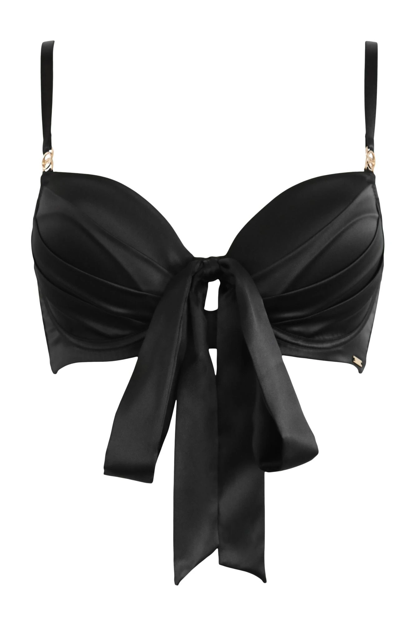 India Satin Padded Longline Bra - Black 5 India Satin Padded Longline Bra - Black - Image 3