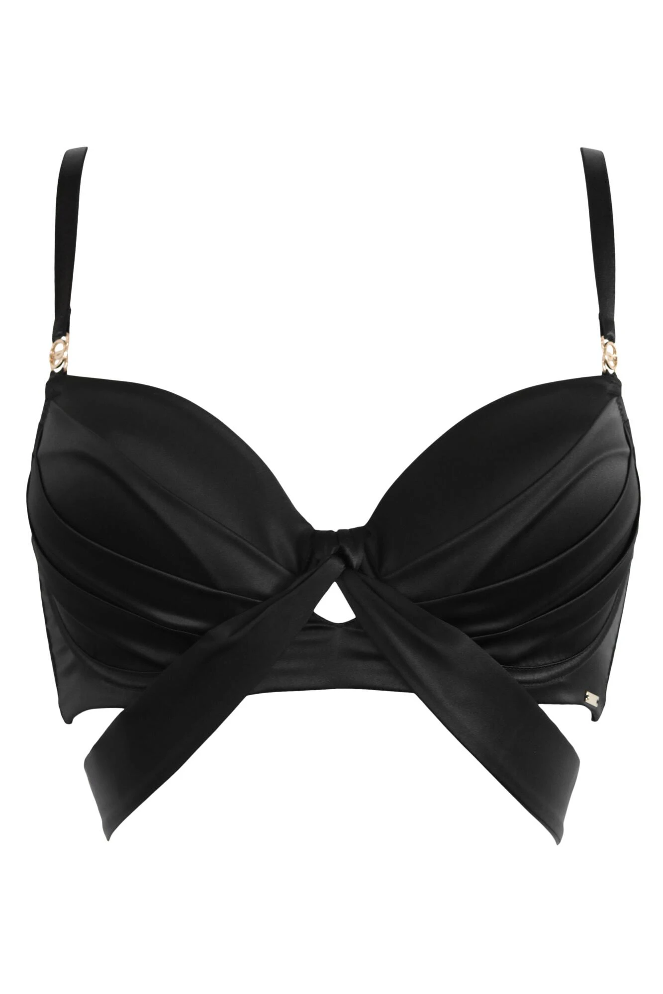 India Satin Padded Longline Bra - Black 6 India Satin Padded Longline Bra - Black - Image 4