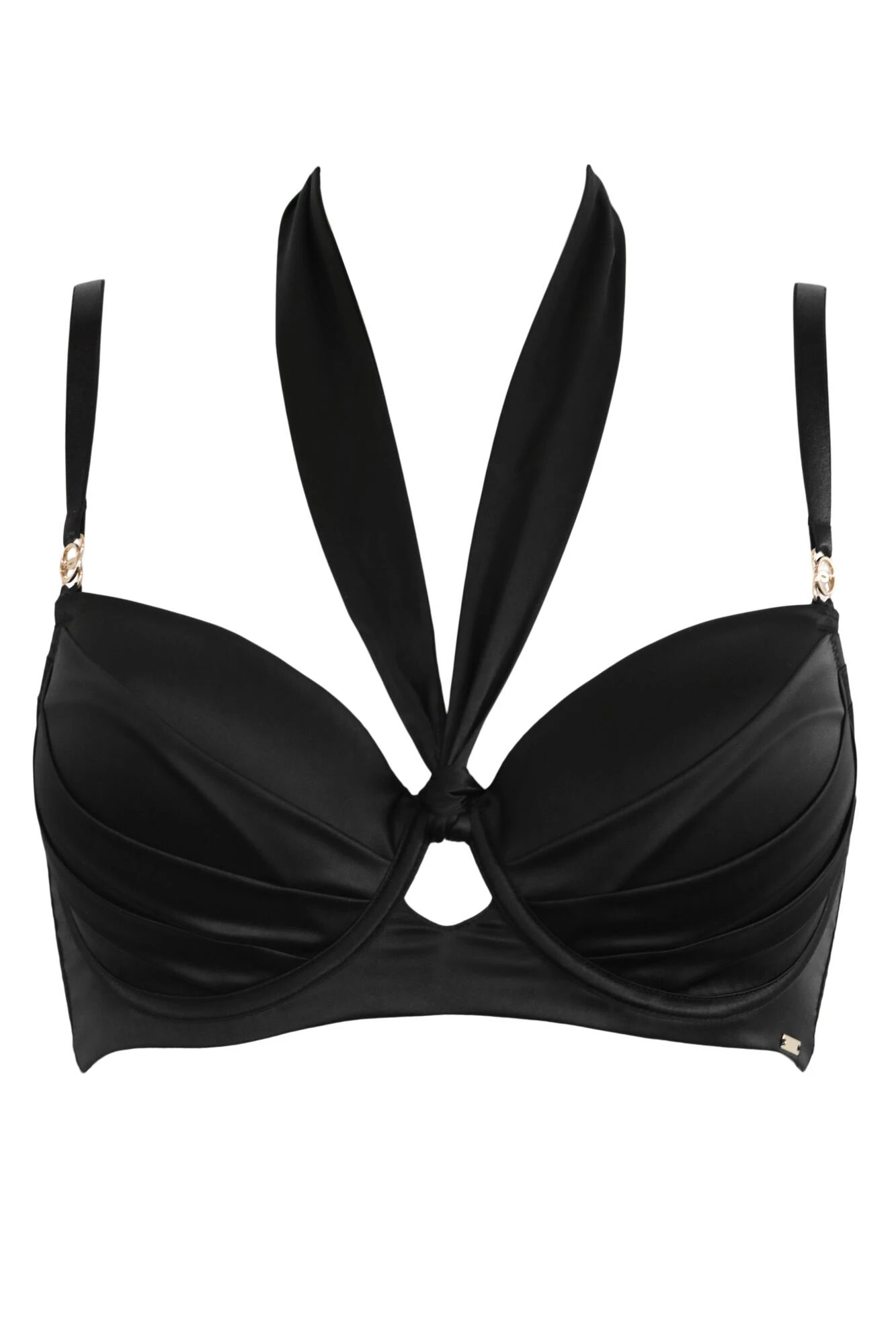 India Satin Padded Longline Bra - Black 7 India Satin Padded Longline Bra - Black - Image 5