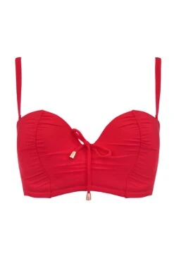 Santa Cruz Strapless Lightly Padded Underwired Top - Red -Sultry Curve 298326 20230328140700