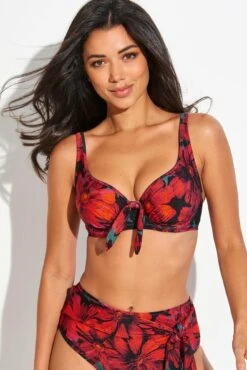 Orchid Luxe Underwired Non Padded Top - Red/Teal