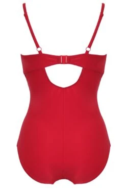 Lightly Padded Underwired Twist Front Tummy Control Swimsuit - Red 15 Lightly Padded Underwired Twist Front Tummy Control Swimsuit - Red -Sultry Curve 298998 20221128124000
