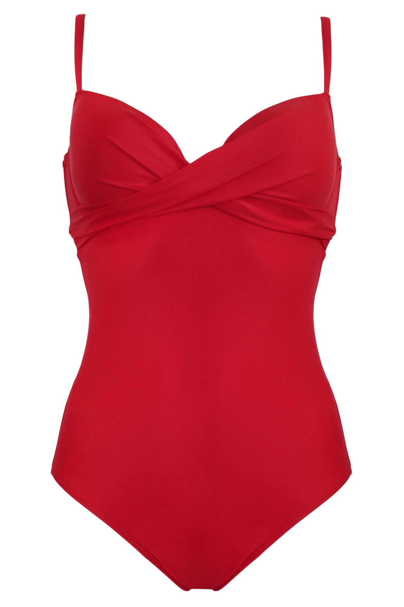 Lightly Padded Underwired Twist Front Tummy Control Swimsuit - Red 8 Lightly Padded Underwired Twist Front Tummy Control Swimsuit - Red - Image 6