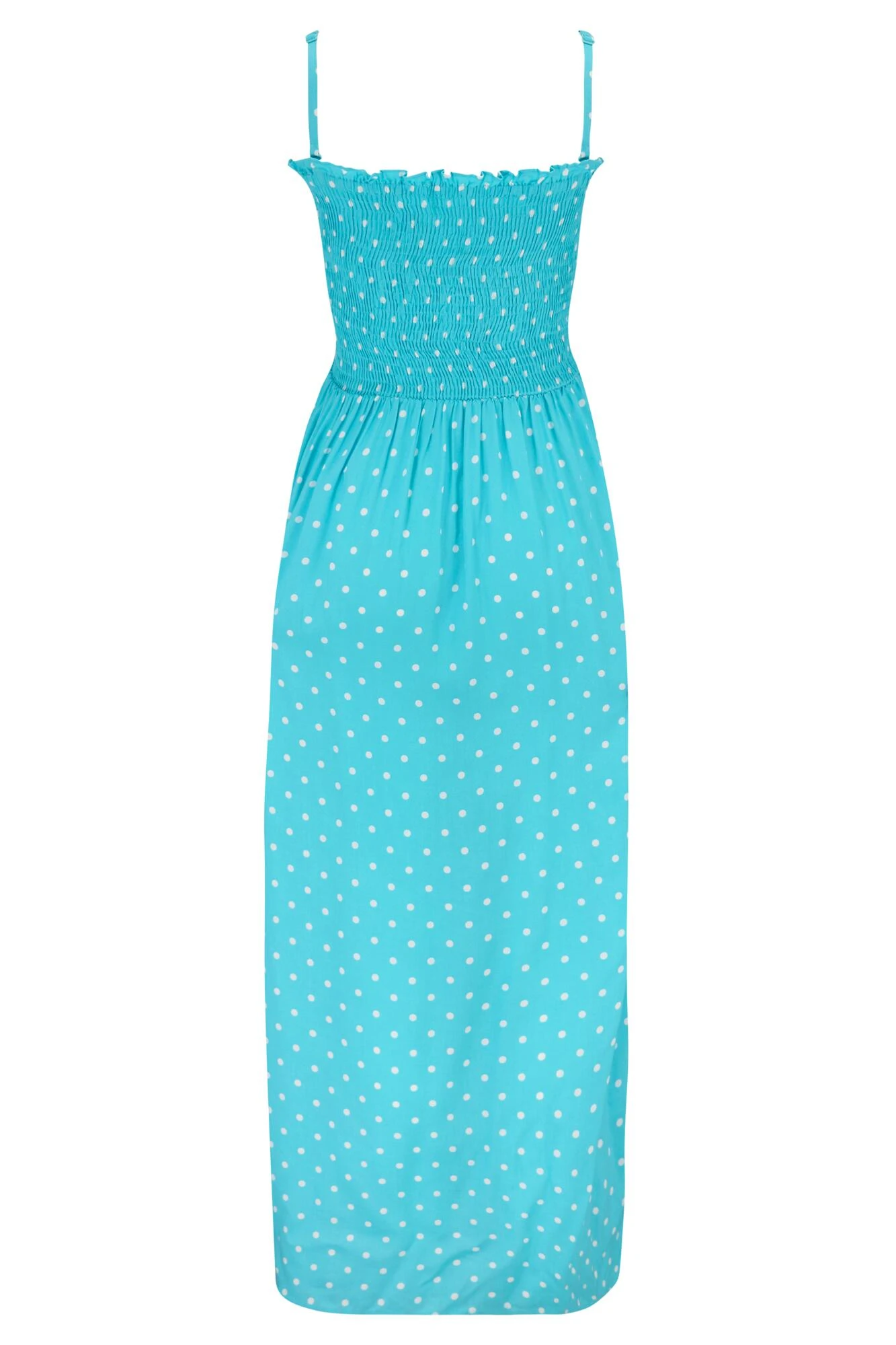 Removable Straps Shirred Bodice Maxi Dress - Aqua Spot 7 Removable Straps Shirred Bodice Maxi Dress - Aqua Spot - Image 5