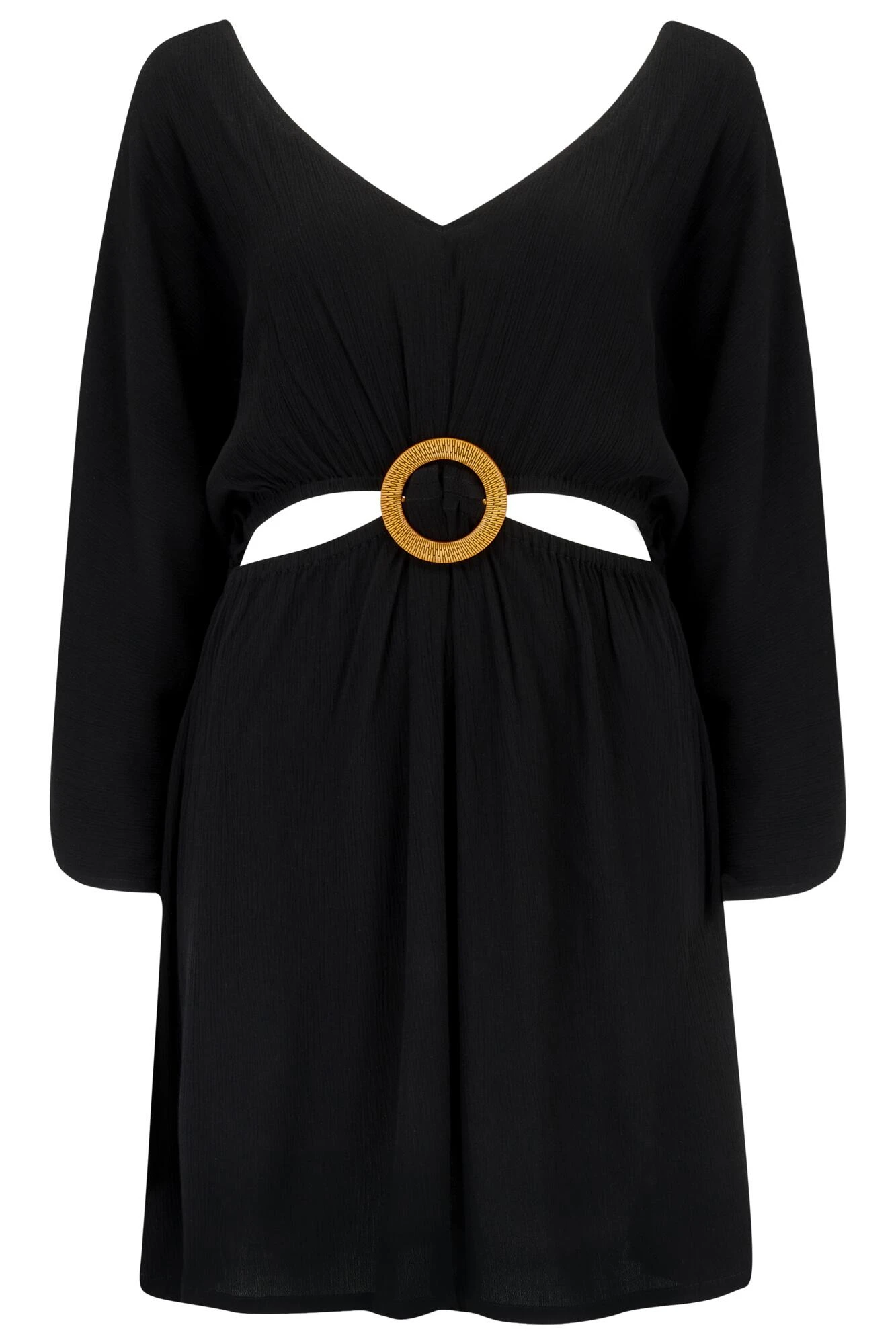 EcoVero™ Cut Out Crinkle O Ring Cover Up - Black 7 EcoVero™ Cut Out Crinkle O Ring Cover Up - Black - Image 5