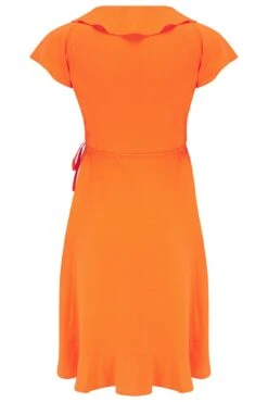 Woven EcoVero™ Frill Wrap Dress - Orange 11 Woven EcoVero™ Frill Wrap Dress - Orange -Sultry Curve 300143 20221102135800