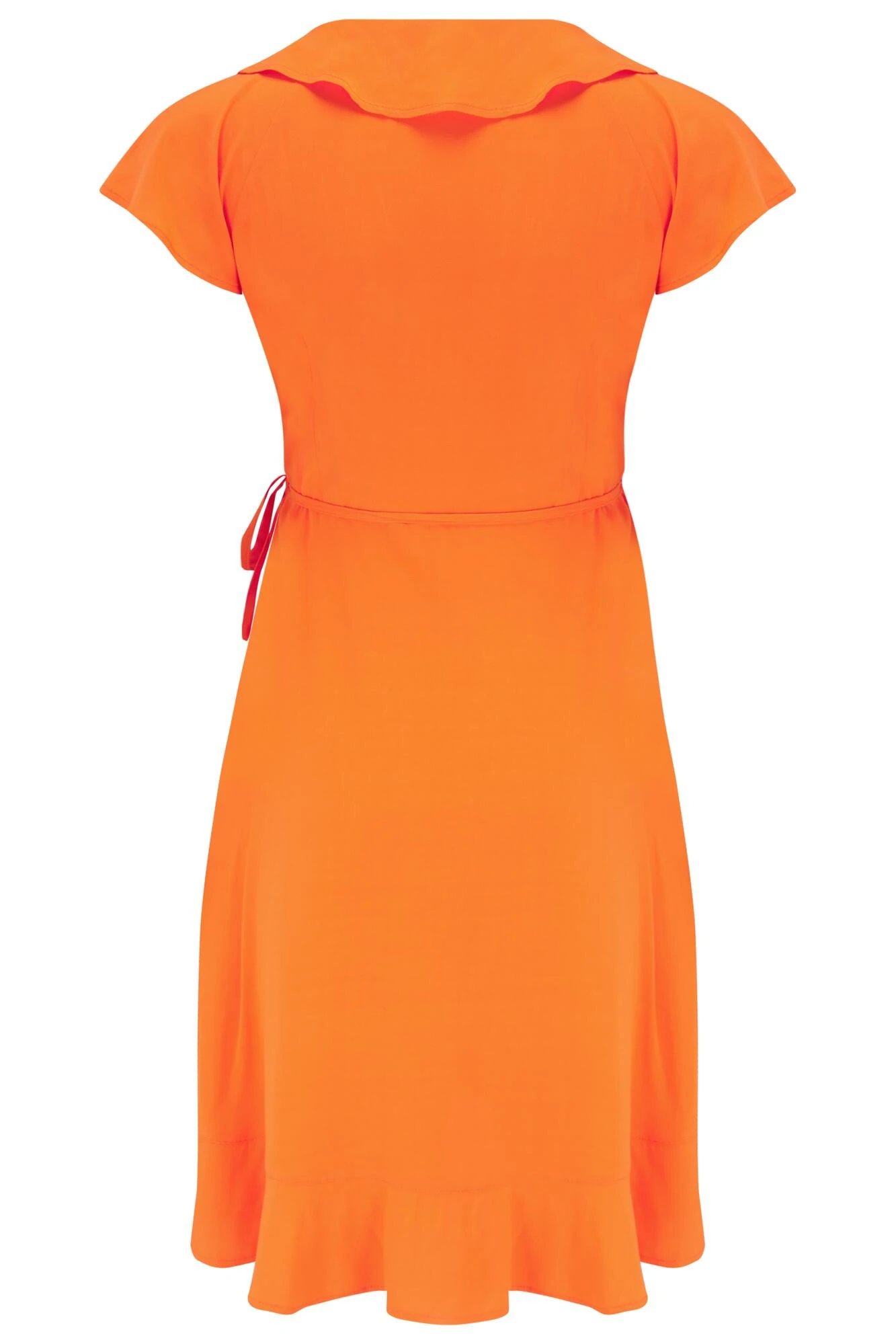 Woven EcoVero™ Frill Wrap Dress - Orange 7 Woven EcoVero™ Frill Wrap Dress - Orange - Image 5
