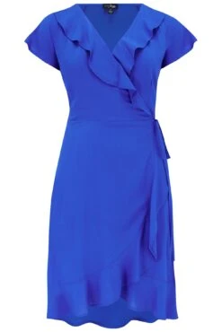 Woven EcoVero™ Frill Wrap Dress - Ultramarine -Sultry Curve 300149 20221102135800