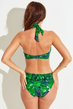 Pacific Beach Lightly Padded Halter Underwired Top - Navy Fern -Sultry Curve 300715 20221116142800