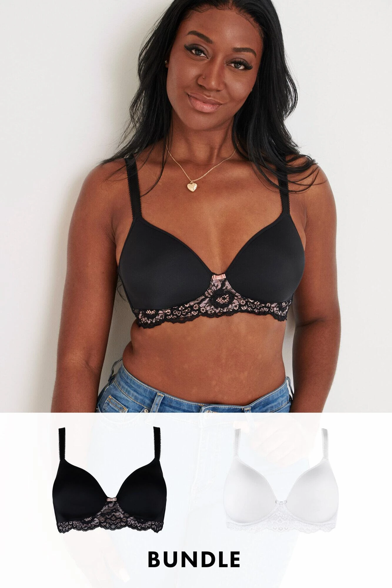 Opulence T Shirt Non Wired Bra Bundle - Black Pink And White 3 Opulence T Shirt Non Wired Bra Bundle - Black Pink And White