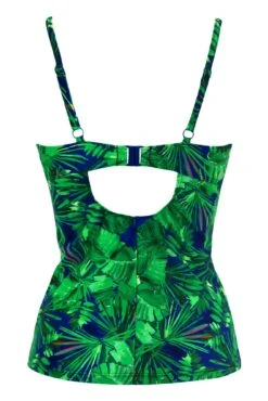Pacific Beach Lightly Padded Underwired Tankini Top - Navy Fern -Sultry Curve 301280 20221128153100