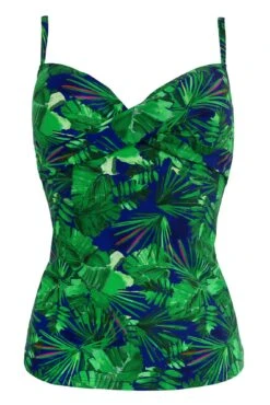 Pacific Beach Lightly Padded Underwired Tankini Top - Navy Fern -Sultry Curve 301281 20221128153100