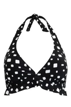 Cascade Halter Non-Wired Frill Top - Black/White 12 Cascade Halter Non-Wired Frill Top - Black/White -Sultry Curve 301313 20221201112700