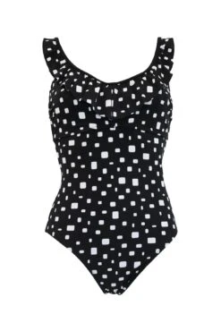 Cascade Hidden Underwired Frill Tummy Control Swimsuit - Black/White 12 Cascade Hidden Underwired Frill Tummy Control Swimsuit - Black/White -Sultry Curve 301379 20221201112800