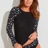 Cascade Long Sleeved Rash Vest - Black/White