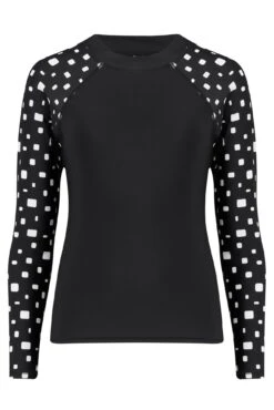 Cascade Long Sleeved Rash Vest - Black/White -Sultry Curve 301528 20230524152300