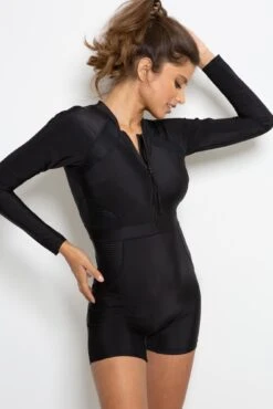 Energy Long Sleeved Shorty Paddle Swimsuit - Black -Sultry Curve 301544 20221130164900