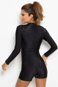 Energy Long Sleeved Shorty Paddle Swimsuit - Black -Sultry Curve 301545 20221130164900