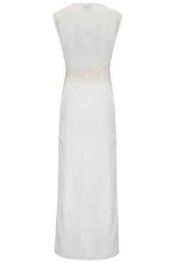 Crinkle Viscose Crochet Sleeveless Maxi Kimono - White -Sultry Curve 301881 20230210144800