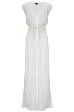Crinkle Viscose Crochet Sleeveless Maxi Kimono - White -Sultry Curve 301882 20230210144800