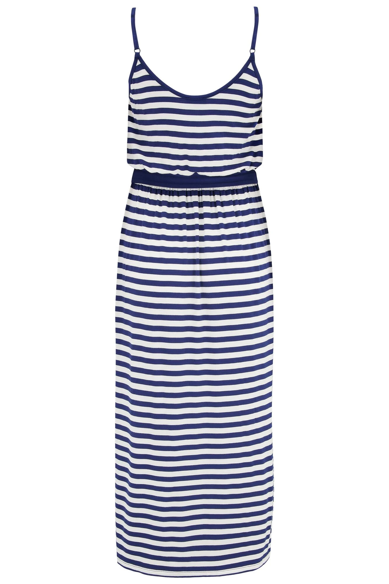 Jersey Strap Detail Tie Waist Midi Dress - Navy/White 7 Jersey Strap Detail Tie Waist Midi Dress - Navy/White - Image 5