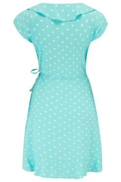 Woven EcoVero™ Frill Wrap Dress - Mint Spot -Sultry Curve 302198 20221209104400